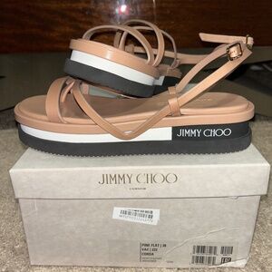 Jimmy Choo Pine Flat Flatform Sandals 38